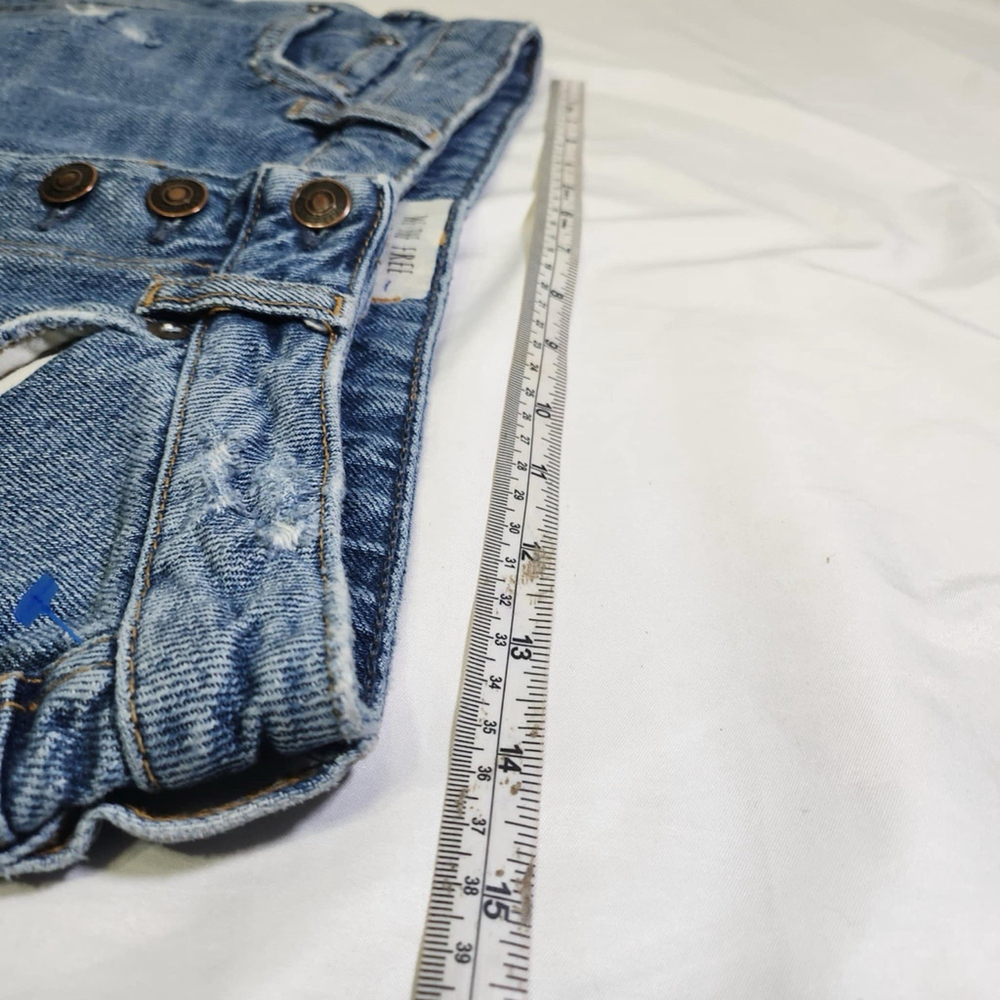 Free People We The Free A-Line Mini Skirt Women's Size 28 Blue Distressed Denim - Picture 5 of 8
